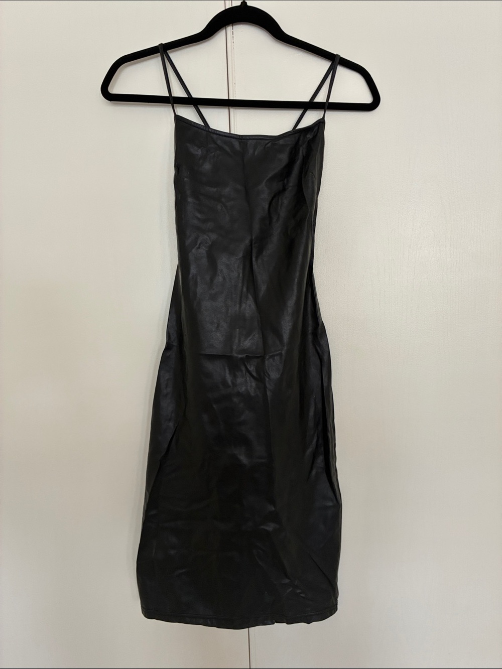 Minimal Black Strapless Slip Dress with Double Spaghetti Straps